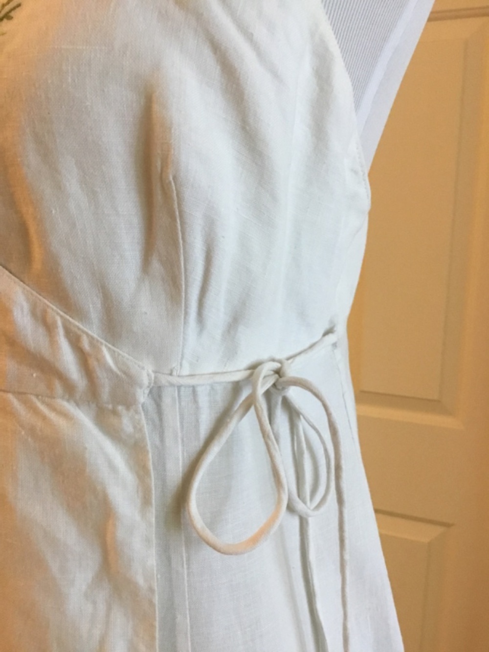 Vintage RALPH by Ralph Lauren White Embroidered Linen Blend Maxi Dress - Picture 12 of 15